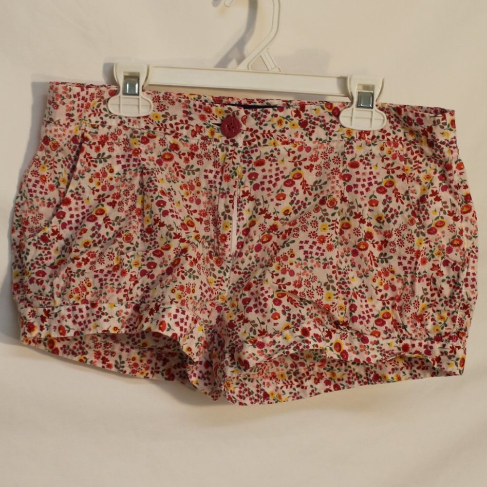 Miley Cyrus Pink Floral Paperbag Shorts Size 9 Junior Woman Front Pockets